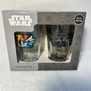 Star Wars Zak Designs Glassware Set 2 Pack 16oz Pint Glasses X-Wing Darth Vader